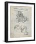 PP34 Antique Grid Parchment-Borders Cole-Framed Giclee Print