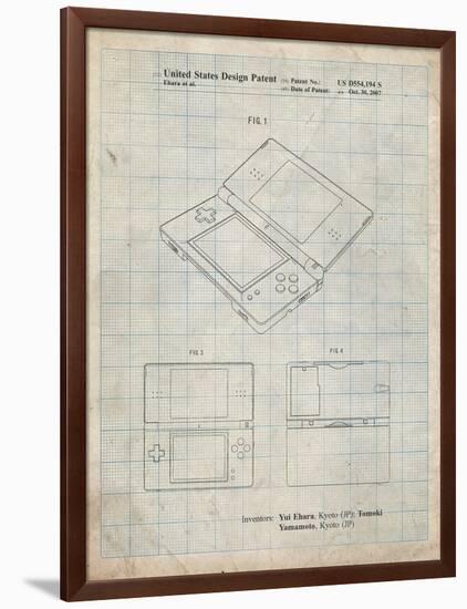 PP346-Antique Grid Parchment Nintendo DS Patent Poster-Cole Borders-Framed Giclee Print