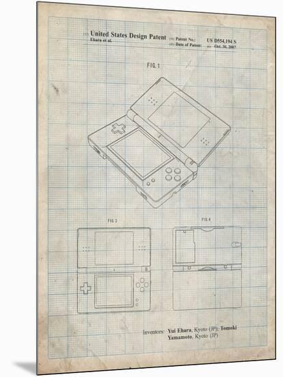 PP346-Antique Grid Parchment Nintendo DS Patent Poster-Cole Borders-Mounted Giclee Print