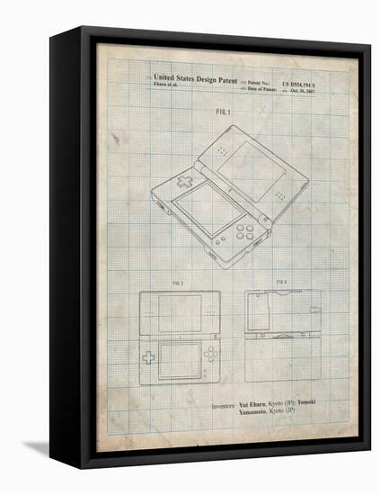 PP346-Antique Grid Parchment Nintendo DS Patent Poster-Cole Borders-Framed Stretched Canvas