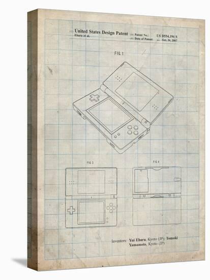 PP346-Antique Grid Parchment Nintendo DS Patent Poster-Cole Borders-Stretched Canvas