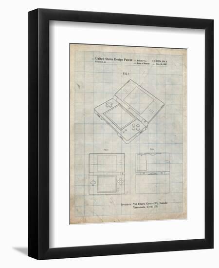 PP346-Antique Grid Parchment Nintendo DS Patent Poster-Cole Borders-Framed Giclee Print