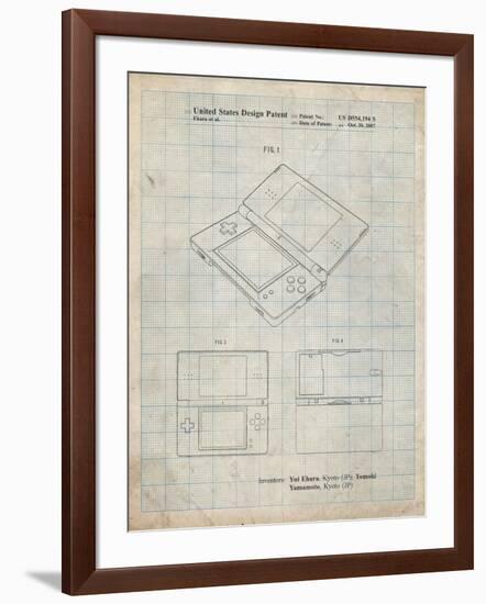 PP346-Antique Grid Parchment Nintendo DS Patent Poster-Cole Borders-Framed Giclee Print