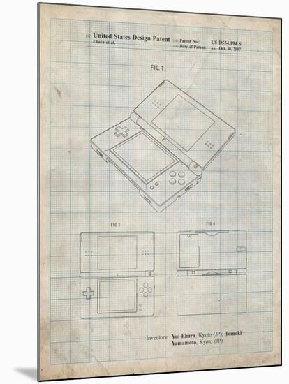 PP346-Antique Grid Parchment Nintendo DS Patent Poster-Cole Borders-Mounted Giclee Print