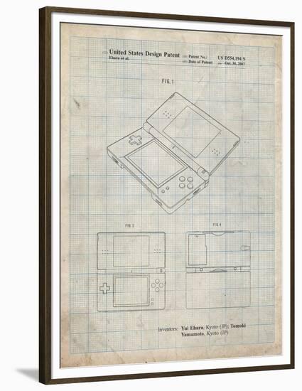 PP346-Antique Grid Parchment Nintendo DS Patent Poster-Cole Borders-Framed Premium Giclee Print