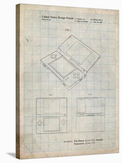 PP346-Antique Grid Parchment Nintendo DS Patent Poster-Cole Borders-Stretched Canvas