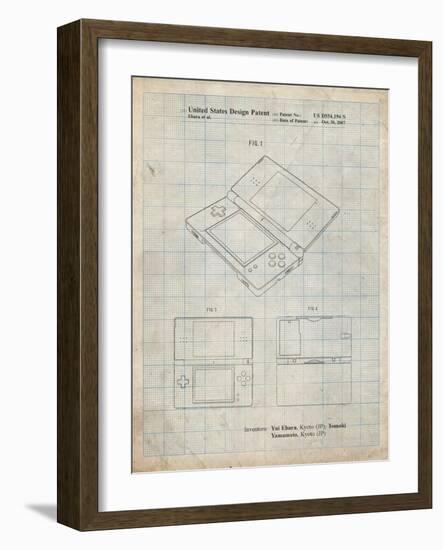 PP346-Antique Grid Parchment Nintendo DS Patent Poster-Cole Borders-Framed Giclee Print