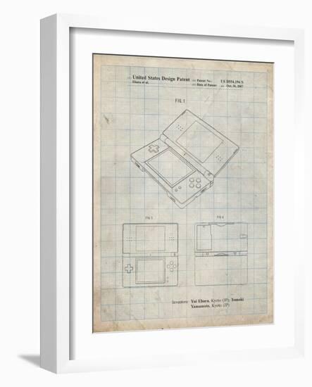 PP346-Antique Grid Parchment Nintendo DS Patent Poster-Cole Borders-Framed Giclee Print