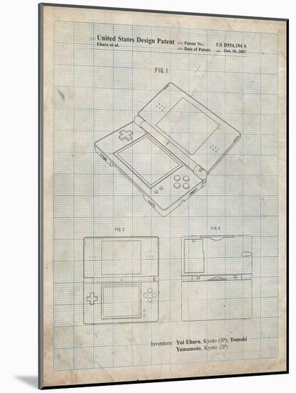 PP346-Antique Grid Parchment Nintendo DS Patent Poster-Cole Borders-Mounted Giclee Print