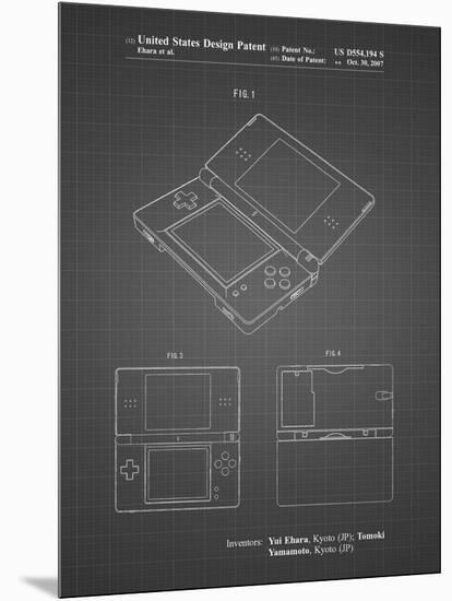PP346-Black Grid Nintendo DS Patent Poster-Cole Borders-Mounted Giclee Print