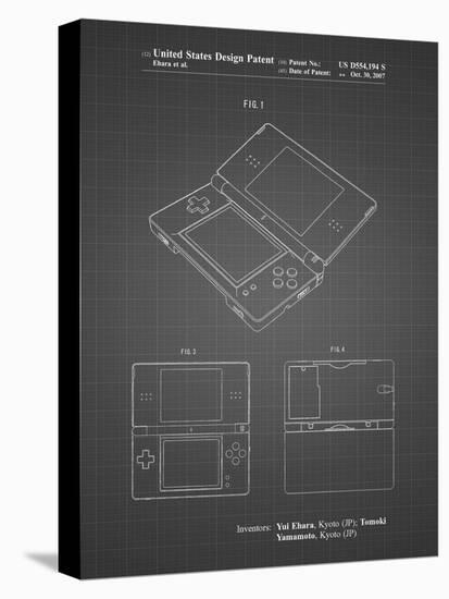 PP346-Black Grid Nintendo DS Patent Poster-Cole Borders-Stretched Canvas