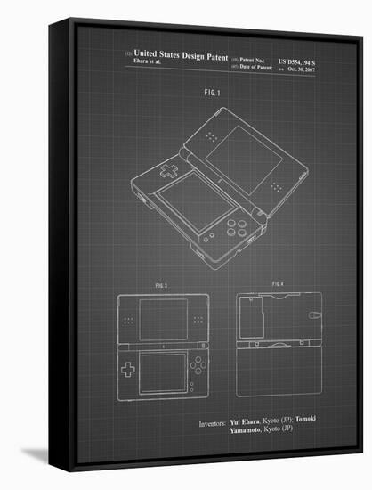 PP346-Black Grid Nintendo DS Patent Poster-Cole Borders-Framed Stretched Canvas