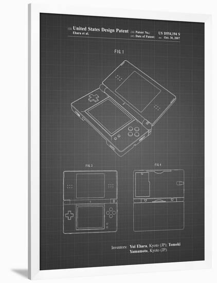 PP346-Black Grid Nintendo DS Patent Poster-Cole Borders-Framed Giclee Print