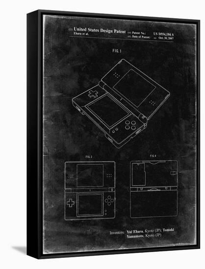 PP346-Black Grunge Nintendo DS Patent Poster-Cole Borders-Framed Stretched Canvas