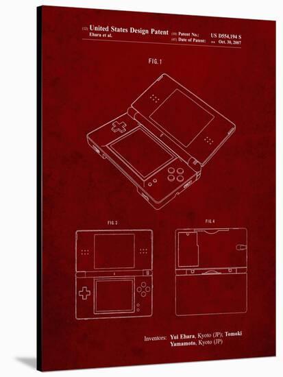 PP346-Burgundy Nintendo DS Patent Poster-Cole Borders-Stretched Canvas