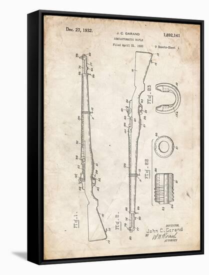 PP35 Vintage Parchment-Borders Cole-Framed Stretched Canvas