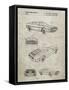 PP354-Sandstone DeLorean Patent Poster-Cole Borders-Framed Stretched Canvas