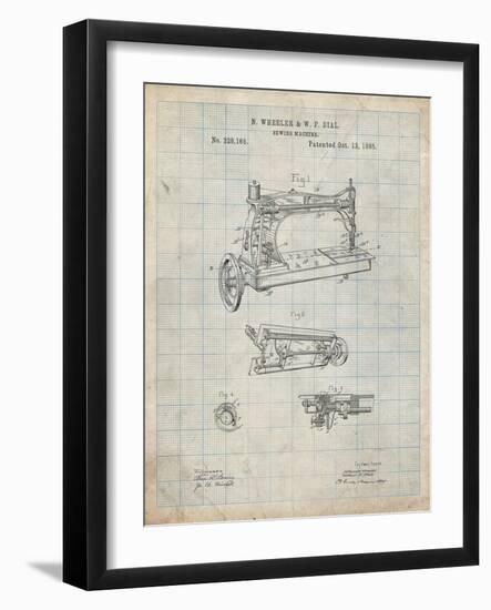 PP37 Antique Grid Parchment-Borders Cole-Framed Giclee Print