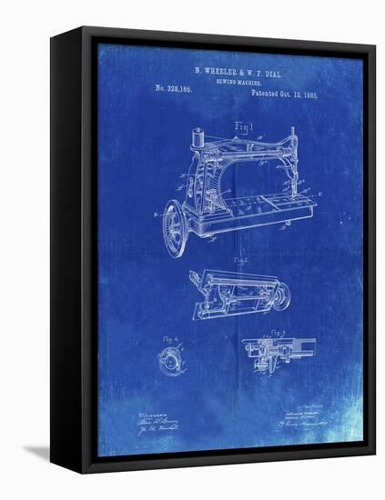 PP37 Faded Blueprint-Borders Cole-Framed Stretched Canvas