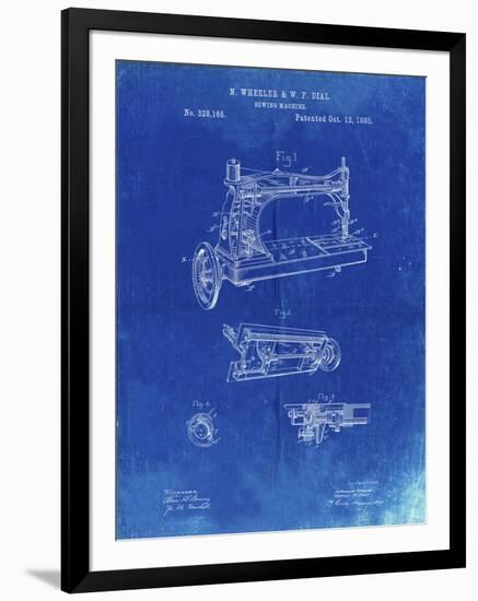 PP37 Faded Blueprint-Borders Cole-Framed Giclee Print