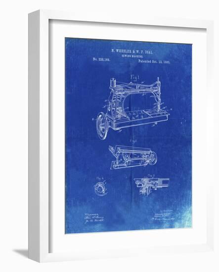 PP37 Faded Blueprint-Borders Cole-Framed Giclee Print