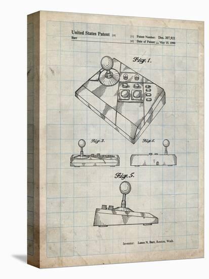 PP374-Antique Grid Parchment Nintendo Joystick Patent Poster-Cole Borders-Stretched Canvas