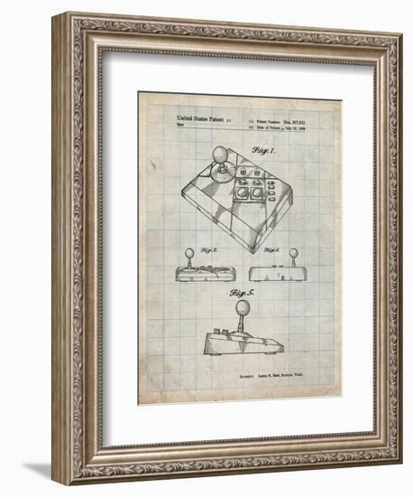 PP374-Antique Grid Parchment Nintendo Joystick Patent Poster-Cole Borders-Framed Giclee Print