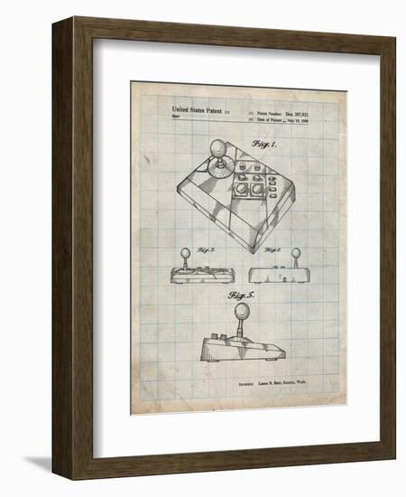 PP374-Antique Grid Parchment Nintendo Joystick Patent Poster-Cole Borders-Framed Giclee Print