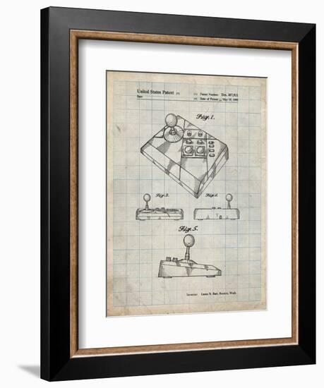 PP374-Antique Grid Parchment Nintendo Joystick Patent Poster-Cole Borders-Framed Giclee Print