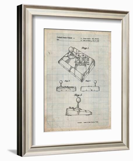 PP374-Antique Grid Parchment Nintendo Joystick Patent Poster-Cole Borders-Framed Giclee Print