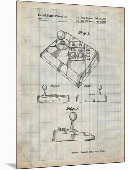 PP374-Antique Grid Parchment Nintendo Joystick Patent Poster-Cole Borders-Mounted Giclee Print