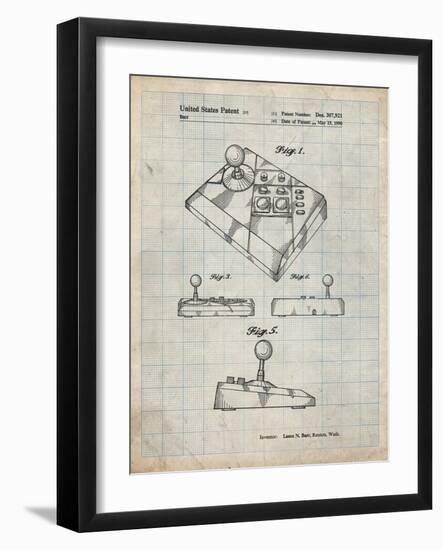 PP374-Antique Grid Parchment Nintendo Joystick Patent Poster-Cole Borders-Framed Giclee Print