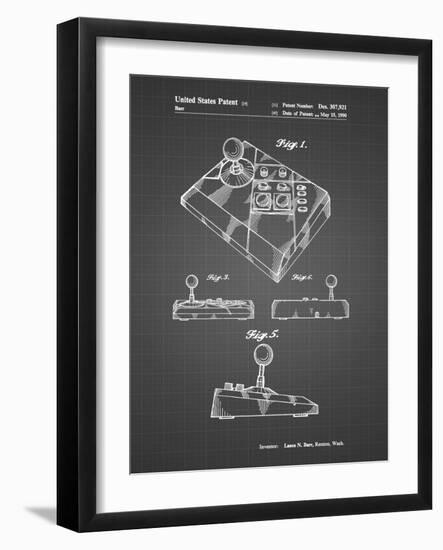 PP374-Black Grid Nintendo Joystick Patent Poster-Cole Borders-Framed Giclee Print