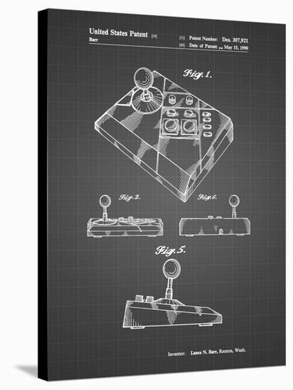 PP374-Black Grid Nintendo Joystick Patent Poster-Cole Borders-Stretched Canvas