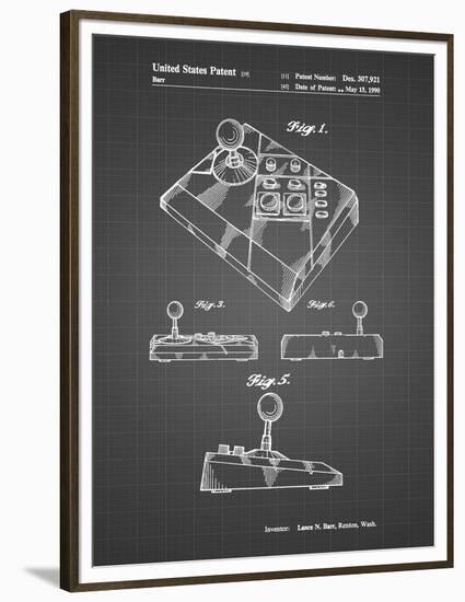 PP374-Black Grid Nintendo Joystick Patent Poster-Cole Borders-Framed Premium Giclee Print