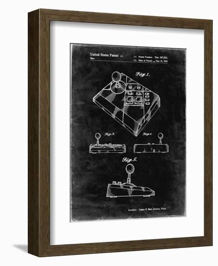 PP374-Black Grunge Nintendo Joystick Patent Poster-Cole Borders-Framed Premium Giclee Print