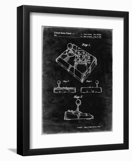 PP374-Black Grunge Nintendo Joystick Patent Poster-Cole Borders-Framed Premium Giclee Print