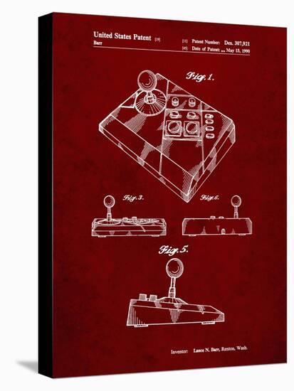 PP374-Burgundy Nintendo Joystick Patent Poster-Cole Borders-Stretched Canvas