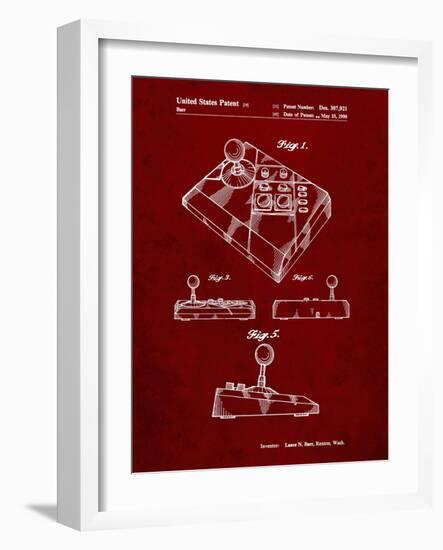 PP374-Burgundy Nintendo Joystick Patent Poster-Cole Borders-Framed Giclee Print