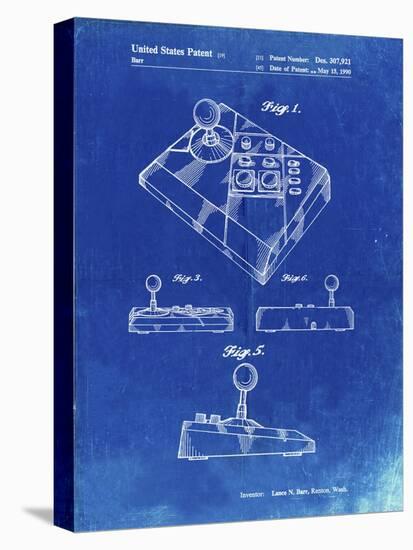 PP374-Faded Blueprint Nintendo Joystick Patent Poster-Cole Borders-Stretched Canvas