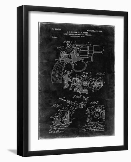 PP375-Black Grunge Smith and Wesson Hammerless Pistol 1898 Patent Poster-Cole Borders-Framed Giclee Print