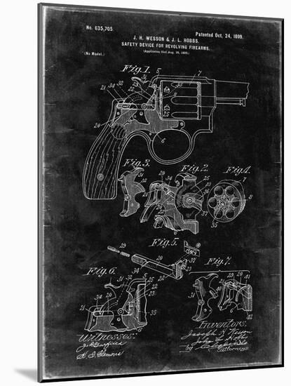 PP375-Black Grunge Smith and Wesson Hammerless Pistol 1898 Patent Poster-Cole Borders-Mounted Giclee Print