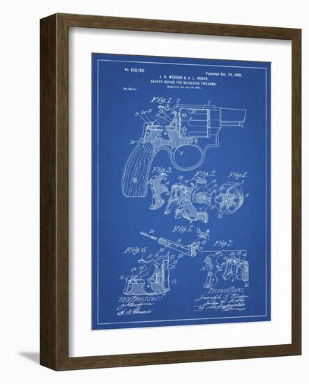 PP375-Blueprint Smith and Wesson Hammerless Pistol 1898 Patent Poster-Cole Borders-Framed Giclee Print