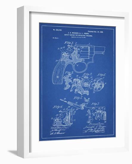 PP375-Blueprint Smith and Wesson Hammerless Pistol 1898 Patent Poster-Cole Borders-Framed Giclee Print