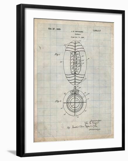 PP379-Antique Grid Parchment Football Game Ball 1925 Patent Poster-Cole Borders-Framed Giclee Print