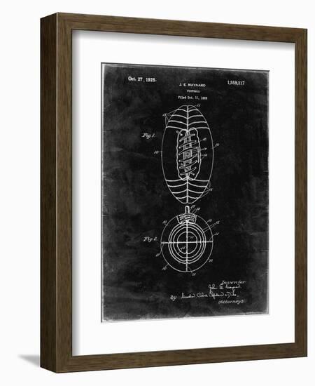 PP379-Black Grunge Football Game Ball 1925 Patent Poster-Cole Borders-Framed Giclee Print