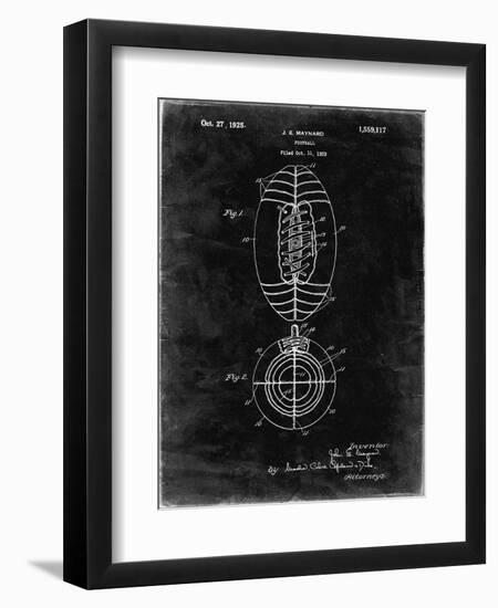 PP379-Black Grunge Football Game Ball 1925 Patent Poster-Cole Borders-Framed Giclee Print