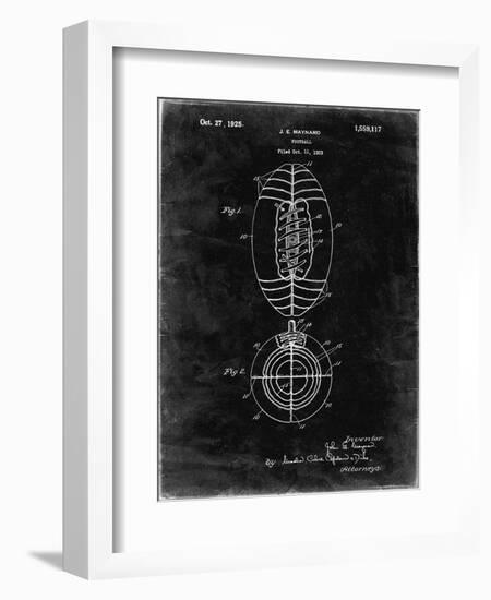 PP379-Black Grunge Football Game Ball 1925 Patent Poster-Cole Borders-Framed Giclee Print