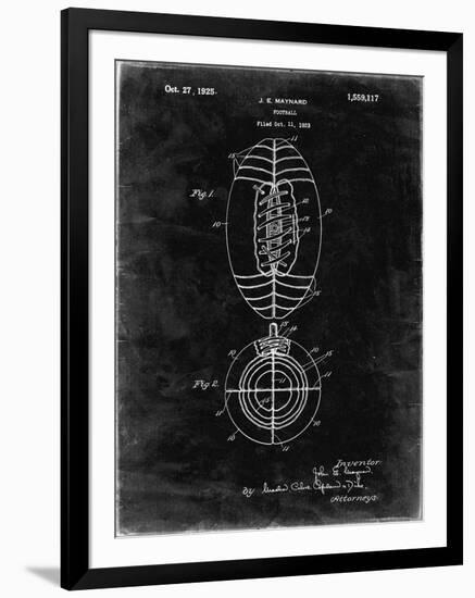 PP379-Black Grunge Football Game Ball 1925 Patent Poster-Cole Borders-Framed Giclee Print