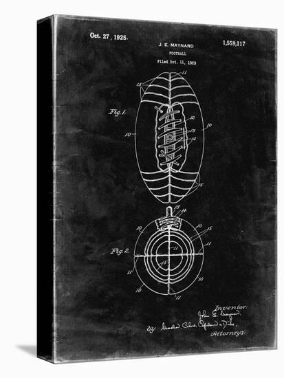 PP379-Black Grunge Football Game Ball 1925 Patent Poster-Cole Borders-Stretched Canvas